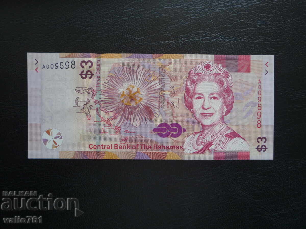 BAHAMAS BAHAMAS ISLANDS 3 DOLLARS 2019 NEW UNC