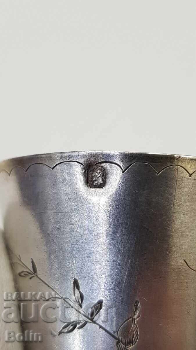 Rare silver cup, gilded glass 19th century France - 7