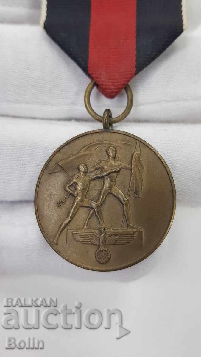 Колекционен бронзов медал Трети райх - Германия 1938 г. - 5