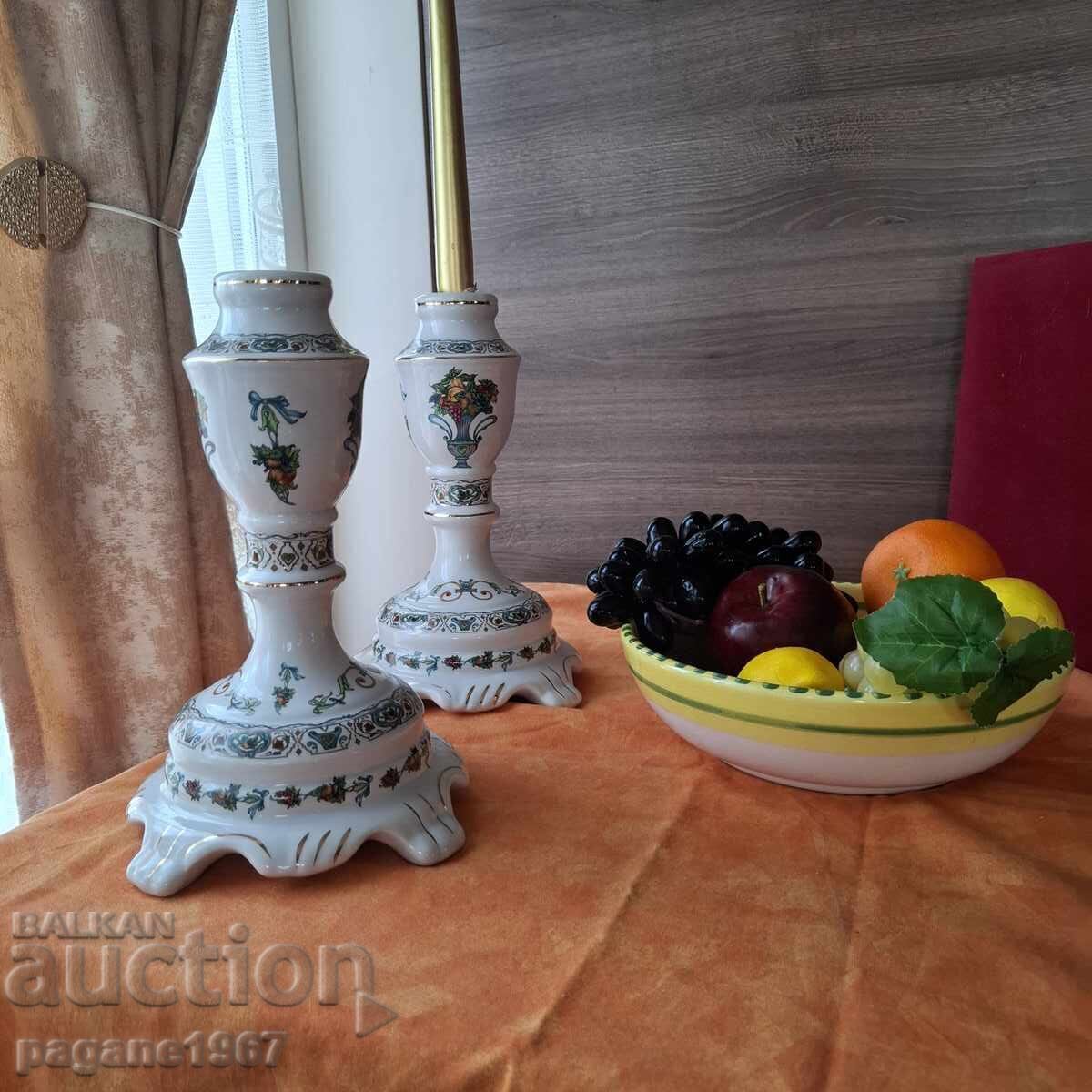 Două sfeșnice din porțelan cu decorație de fructe - 6 Două sfeșnice din porțelan cu decorație de fructe - 6