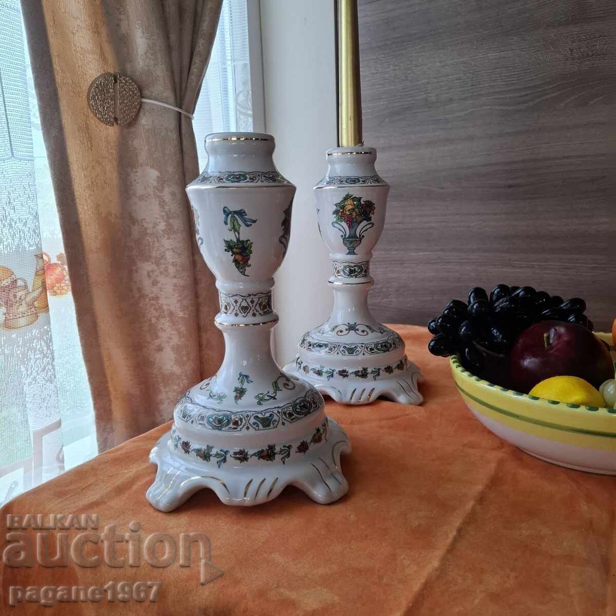 Două sfeșnice din porțelan cu decorație de fructe - 7 Două sfeșnice din porțelan cu decorație de fructe - 7