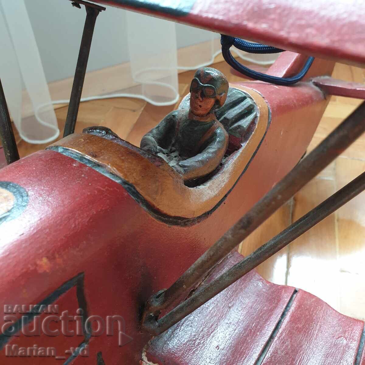 СТАР ГОЛЯМ РЪЧНО ИЗРАБОТЕН ДЪРВЕН САМОЛЕТ БИПЛАН с цена 280.00 лв. | € 143.16