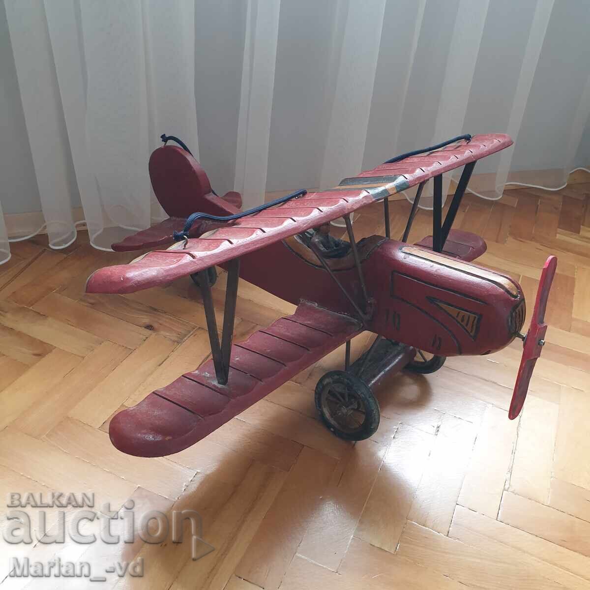 Доставка на СТАР ГОЛЯМ РЪЧНО ИЗРАБОТЕН ДЪРВЕН САМОЛЕТ БИПЛАН