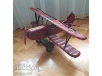 СТАР ГОЛЯМ РЪЧНО ИЗРАБОТЕН ДЪРВЕН САМОЛЕТ БИПЛАН
