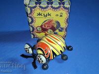 Jucărie mecanică veche rusească URSS din tablă, gândac