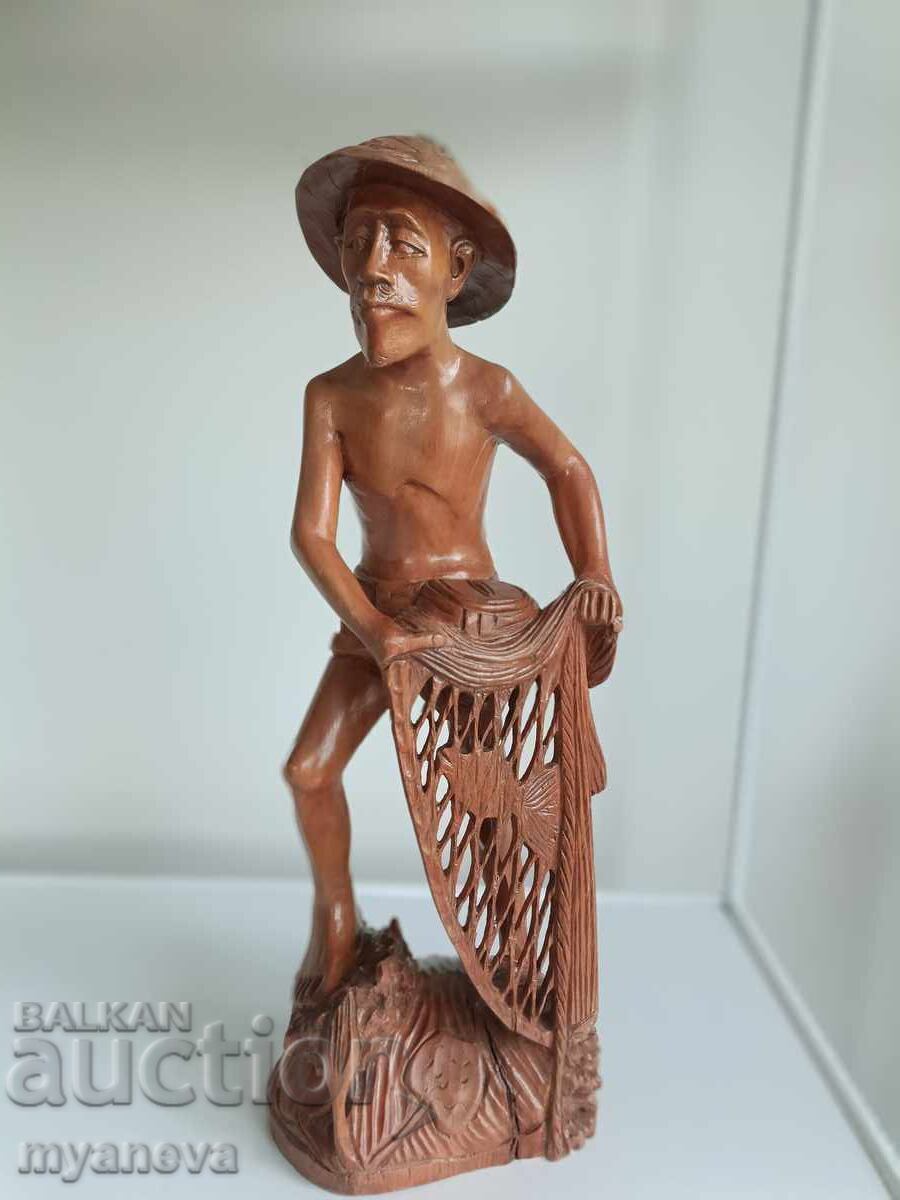 Sculptură în lemn a unui pescar din Indonezia - 6 Sculptură în lemn a unui pescar din Indonezia - 6