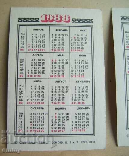 Calendar 1988 - Safety, Labor Protection, USSR - 2 pieces - 5