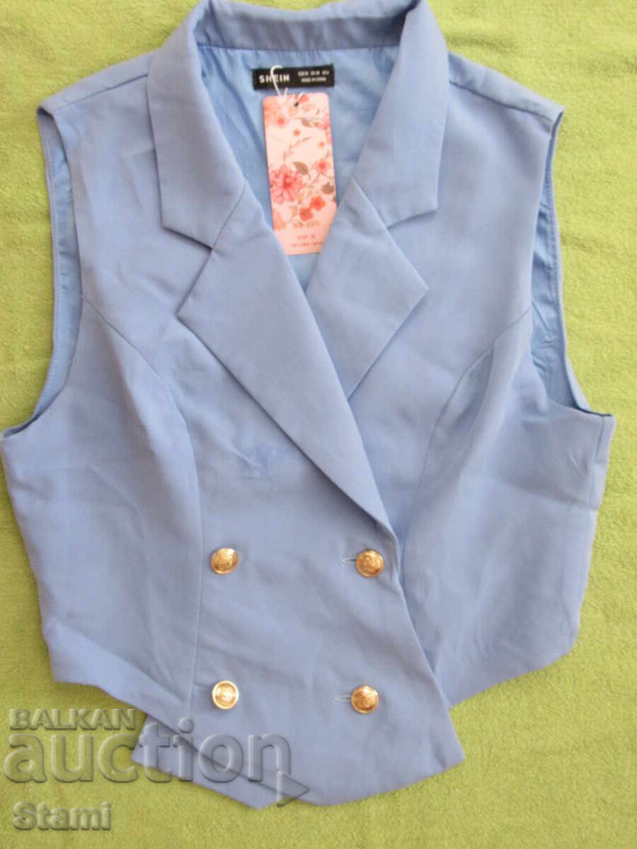 Доставка на Дамски елек в млечно син цвят размер 38/М, нов