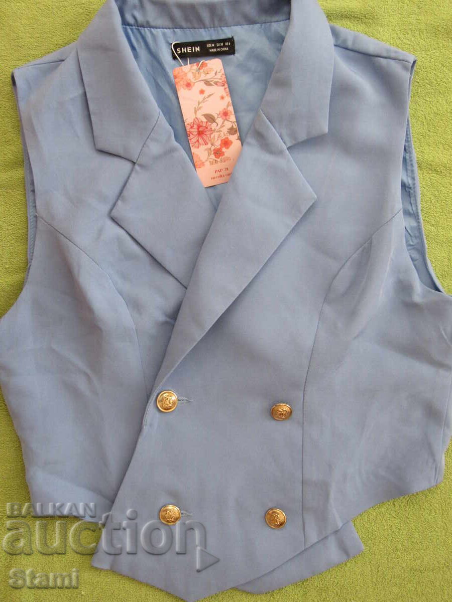 Дамски елек в млечно син цвят размер 38/М, нов