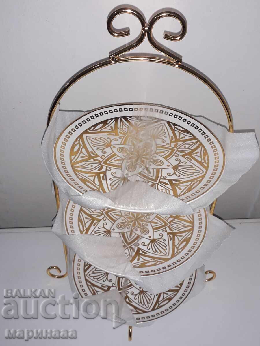 NEW ARRIVAL 3 LEVELS. PORCELAIN WITH GOLD PLATING