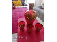 Set 4 piese serviciu Boemia, email, Aurire