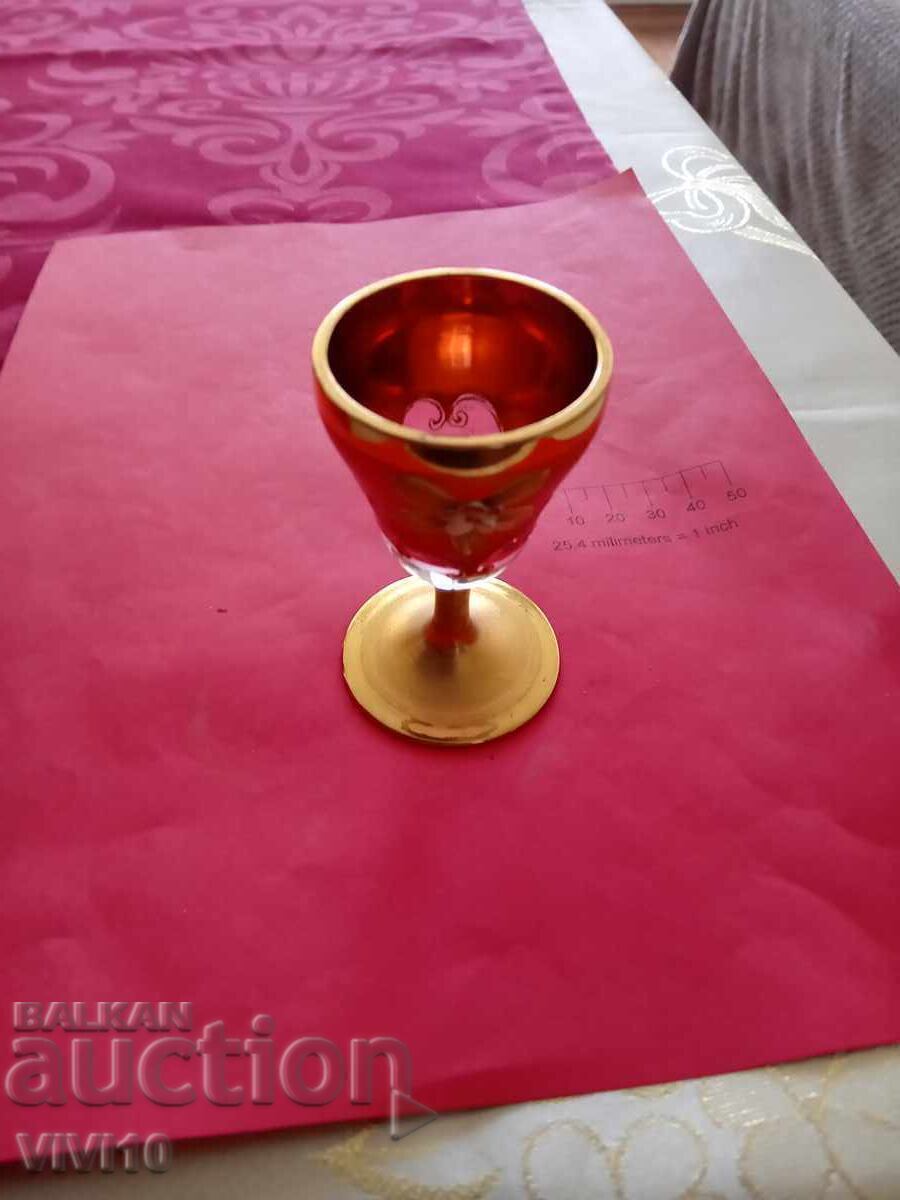 Antique Bohemia Cup with Enamel, Gold Plating