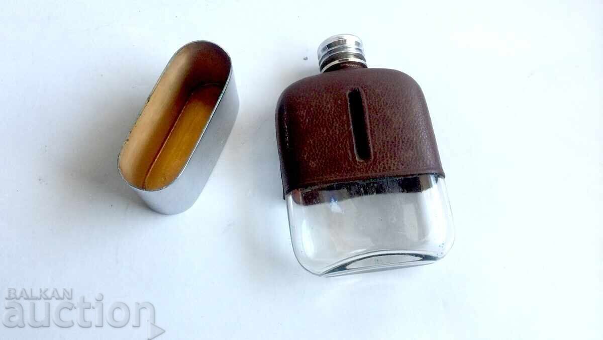 Sticlă de buzunar veche, mică, pentru alcool - 5