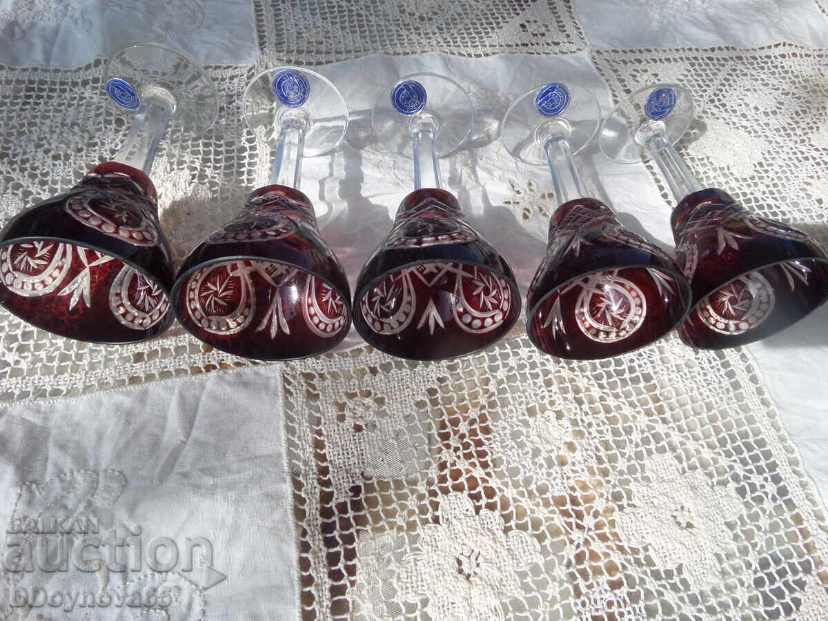 Buzau Perla Lux - 5 pcs. colored crystal for aperitif - 6 Buzau Perla Lux - 5 pcs. colored crystal for aperitif - 6