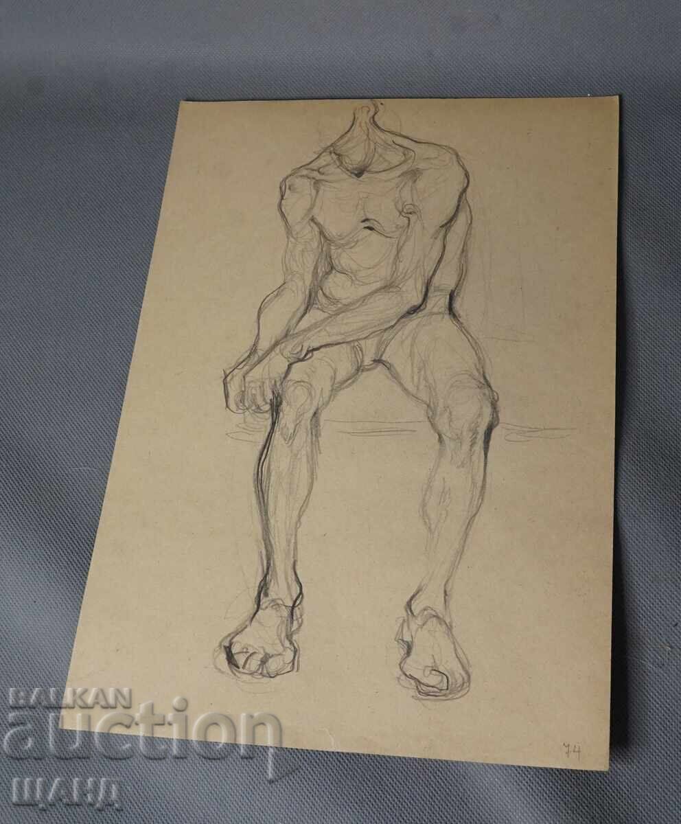 Old Master drawing, pencil, erotic, nude body
