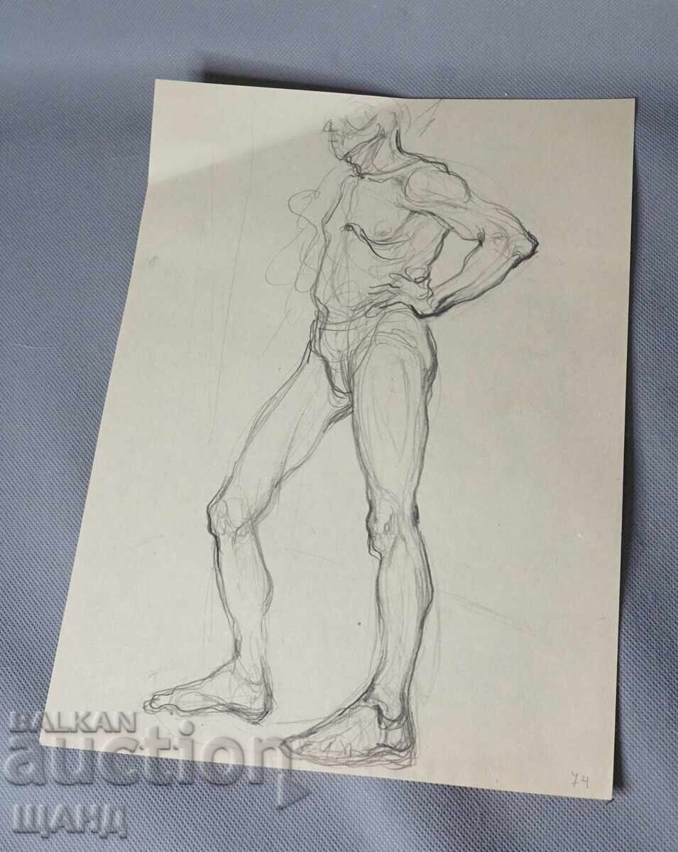 Old Master drawing, pencil, erotic, nude body Old Master drawing, pencil, erotic, nude body