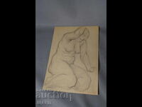 Old Master drawing, pencil, erotic, nude body