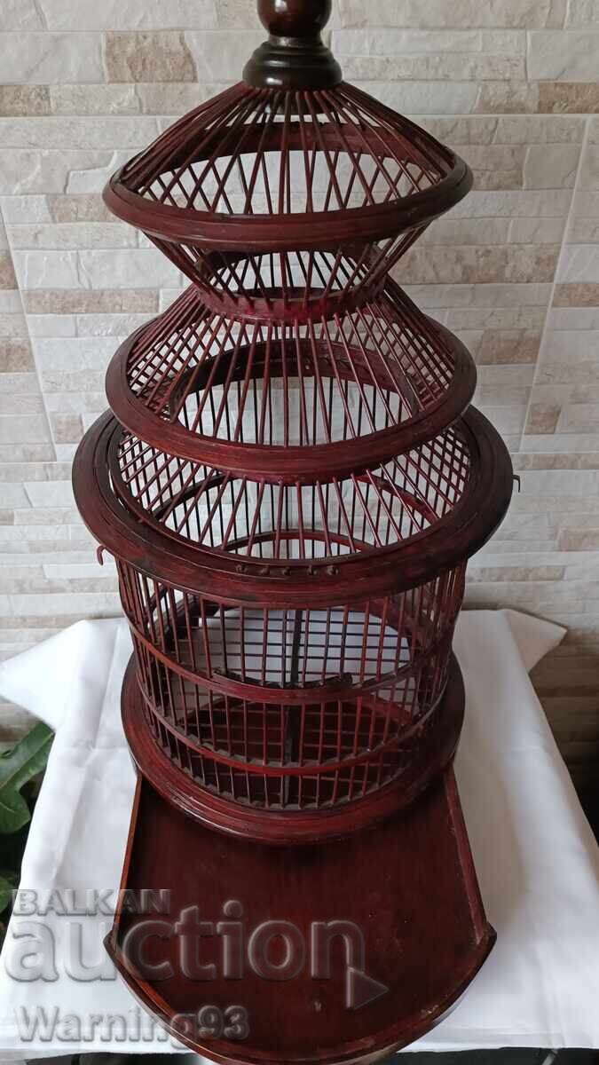 Стар китайски дървен кафез - ръчна изработка - рядък модел - 5