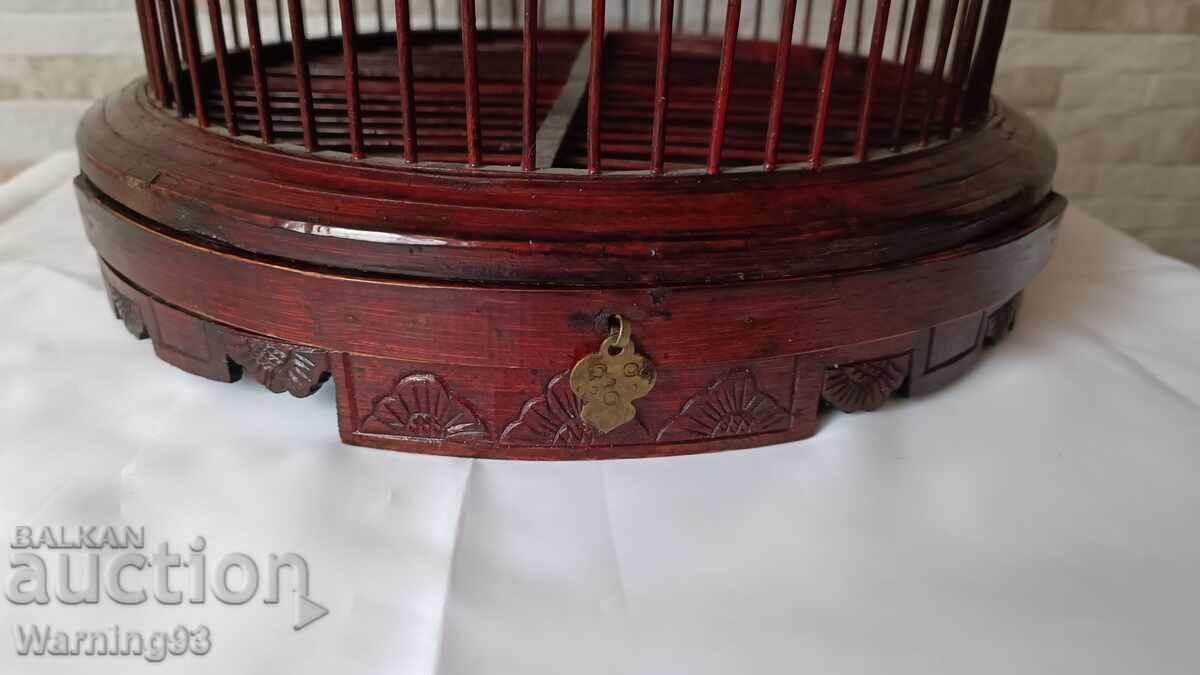Vechi cușcă chinezească din lemn - lucrată manual - model rar - 6