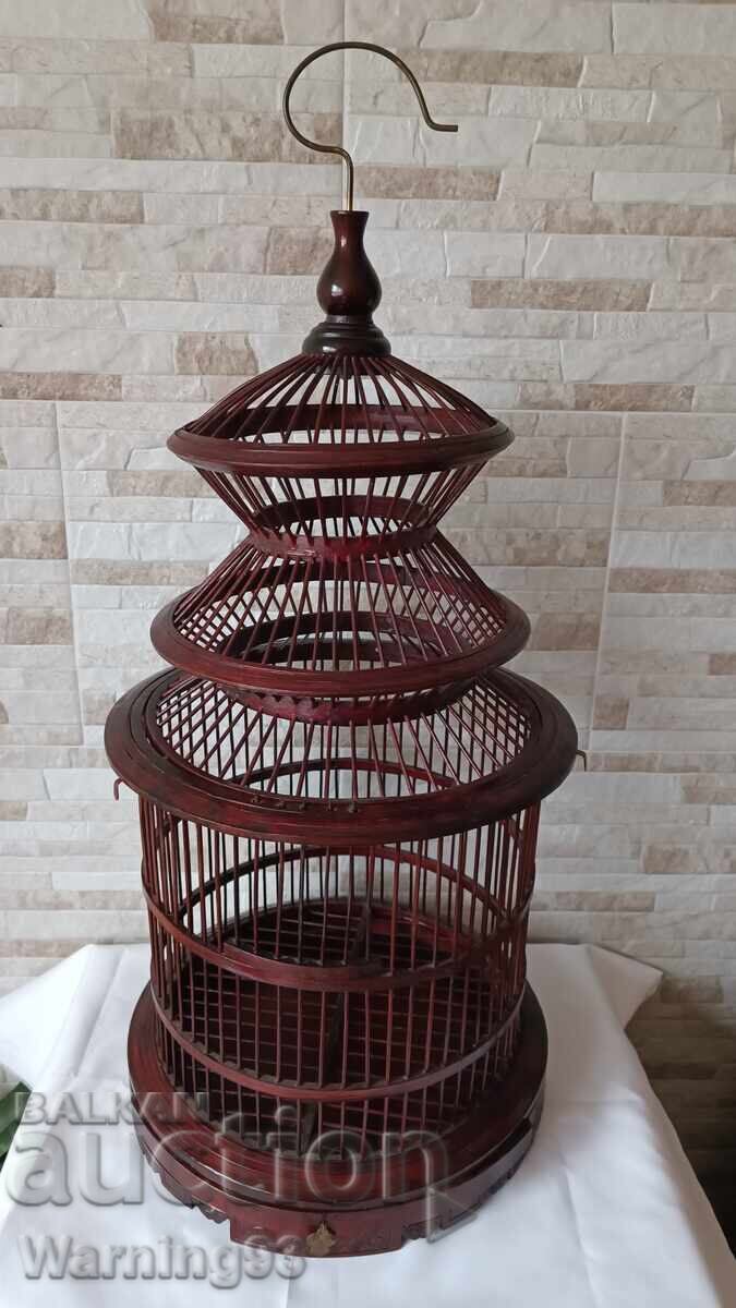 Vechi cușcă chinezească din lemn - lucrată manual - model rar - 7