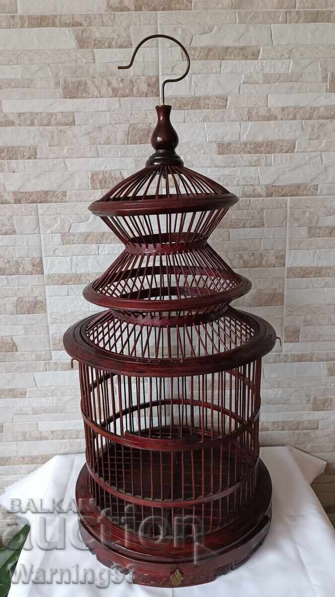 Стар китайски дървен кафез - ръчна изработка - рядък модел