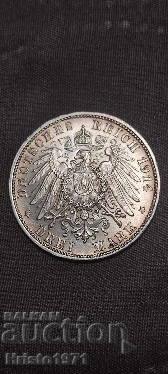 Three 1914 Bavaria stamps with price 110.00 BGN | € 56.24