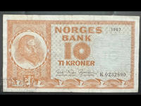 Norvegia 10 Coroane 1967 Pick 31d Ref 2890
