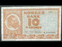 Norvegia 10 Coroane 1967 Pick 31d Ref