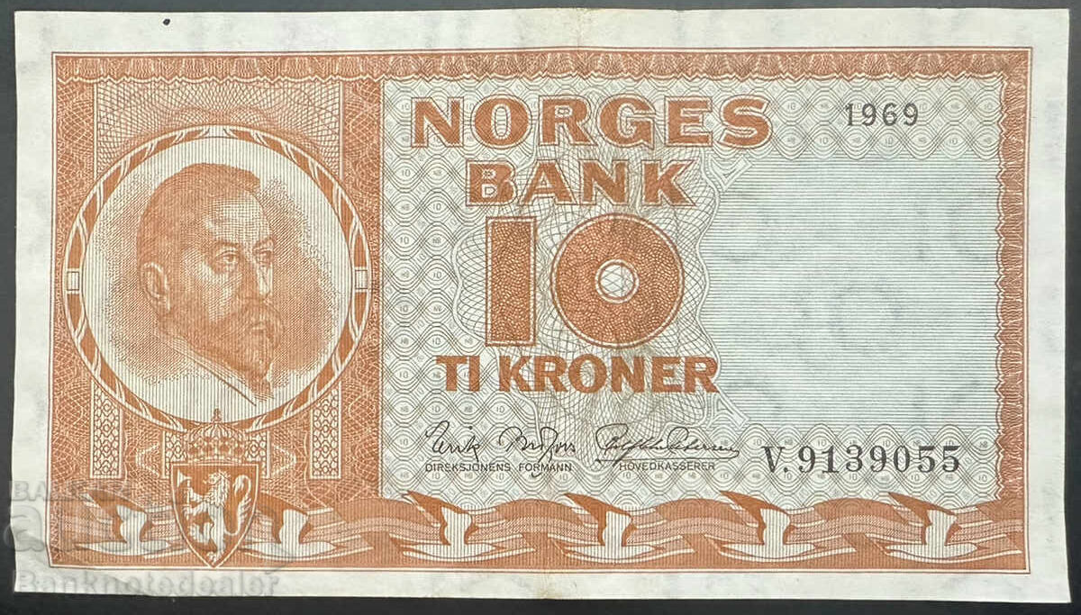 Norway 10 Kroner 1967 Pick 31d Ref 9055