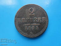 2 Kreuzer 1851 Austria letter G