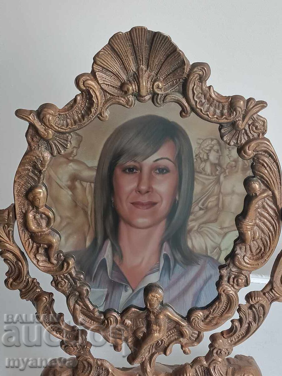 Vintage, bronze, massive, table mirror with price 130.00 BGN | € 66.47