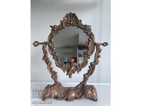 Vintage, μπρούτζινο, συμπαγές, επιτραπέζιο καθρέφτη