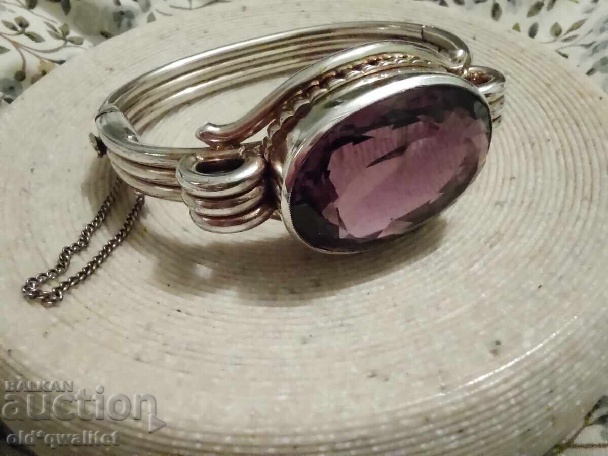Attractive silver bracelet with a huge Amethyst - 6