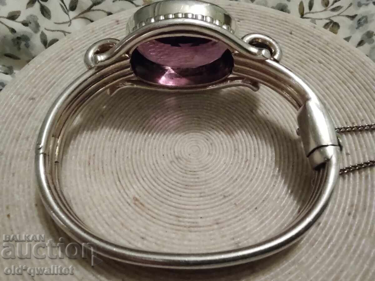 Attractive silver bracelet with a huge Amethyst - 7