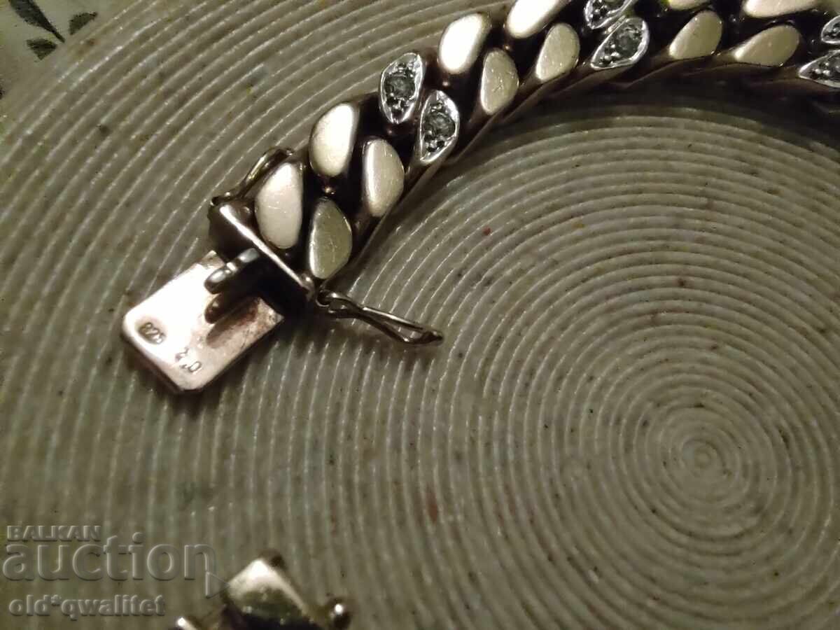 Attractive silver bracelet, with gold plating - 5
