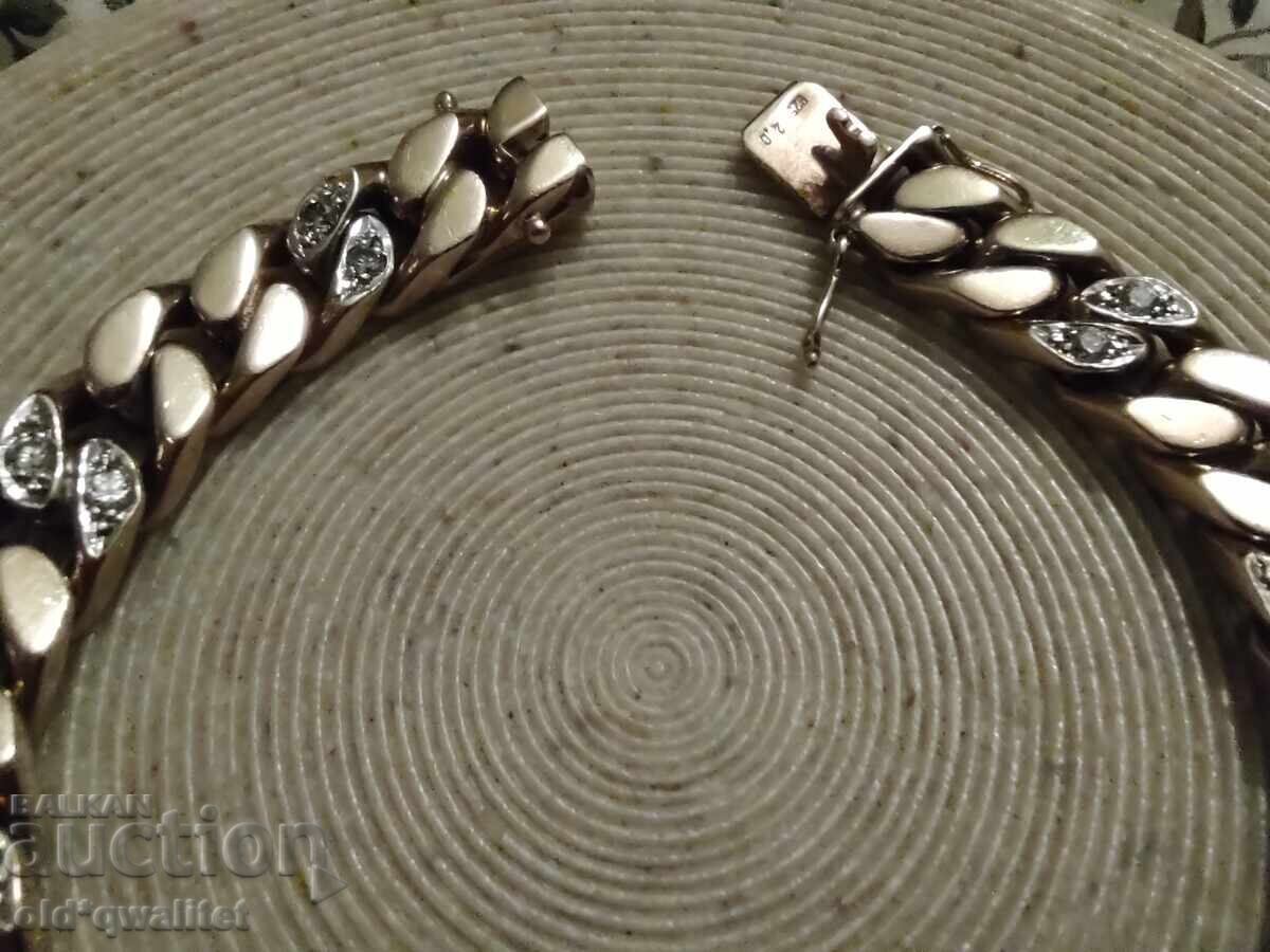 Attractive silver bracelet, with gold plating - 7