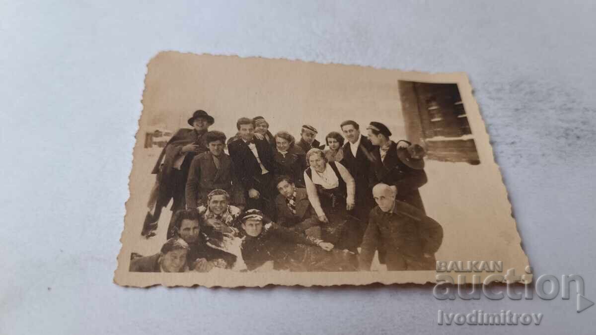 Photo of Young Men and Women on the Street in Winter 1933 Photo of Young Men and Women on the Street in Winter 1933