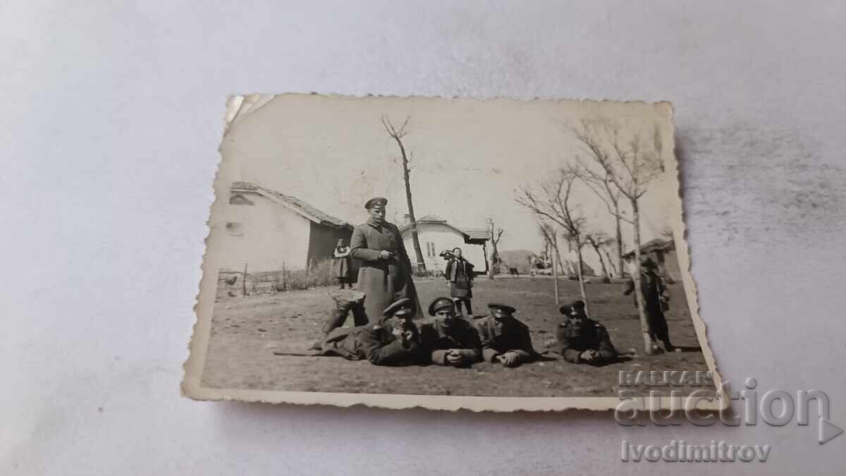 Photo Sredets Five Officers on the Meadow