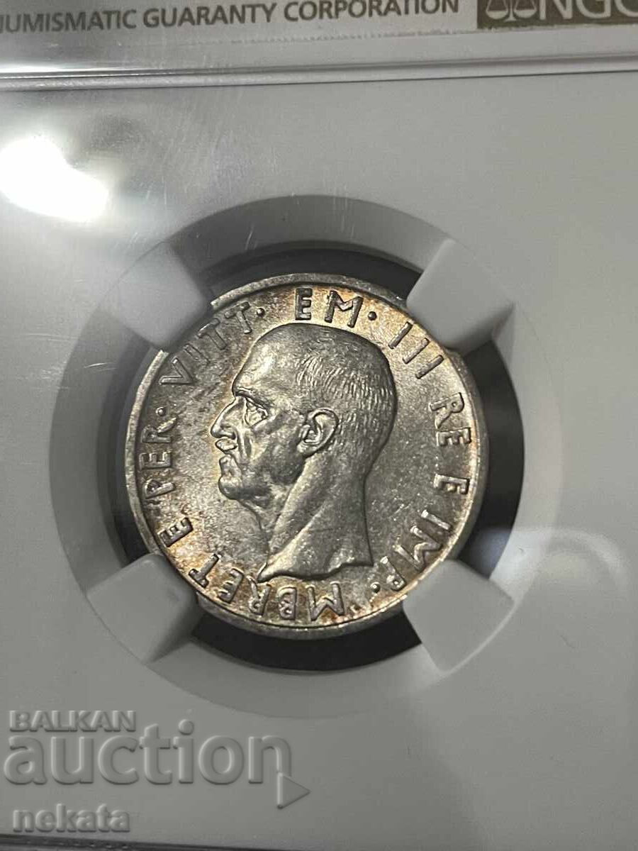 5 лека, 1939, Албания, MS62 NGC с цена 320.00 лв. | € 163.61