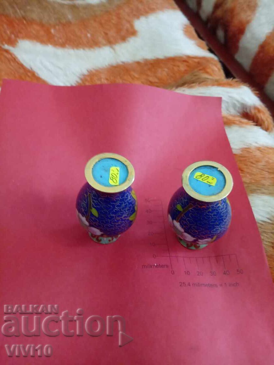 Licitație Vaze vechi 2 buc, cloisonné, 9cm