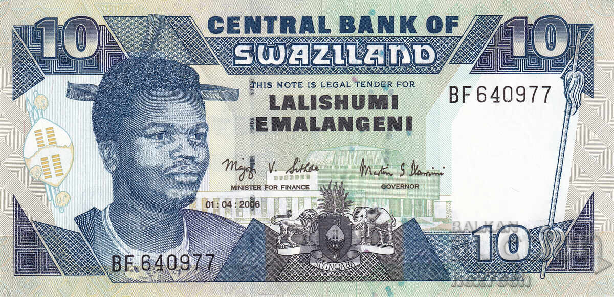 ❤️ ⭐ Swaziland 2006 10 emalangeni UNC nou ⭐ ❤️ cu preț € 6.49 | 12.69 BGN