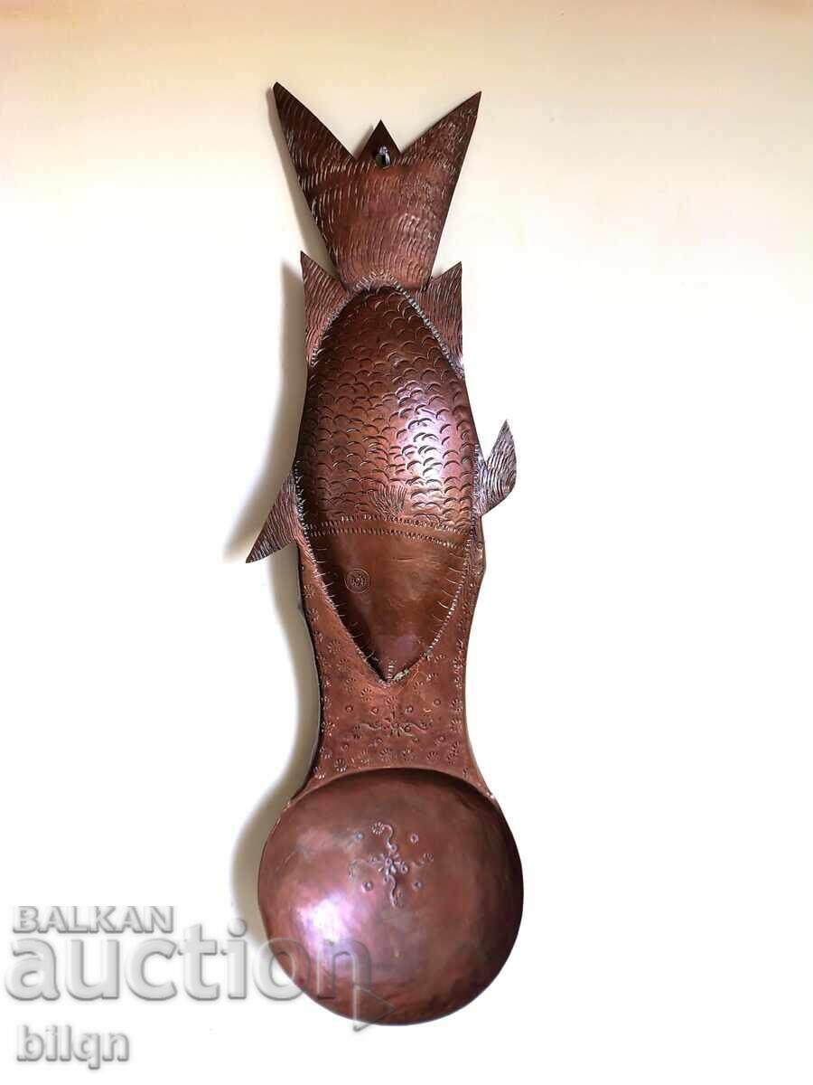 Интересна Стара Медна Лъжица-Риба Интересна Стара Медна Лъжица-Риба