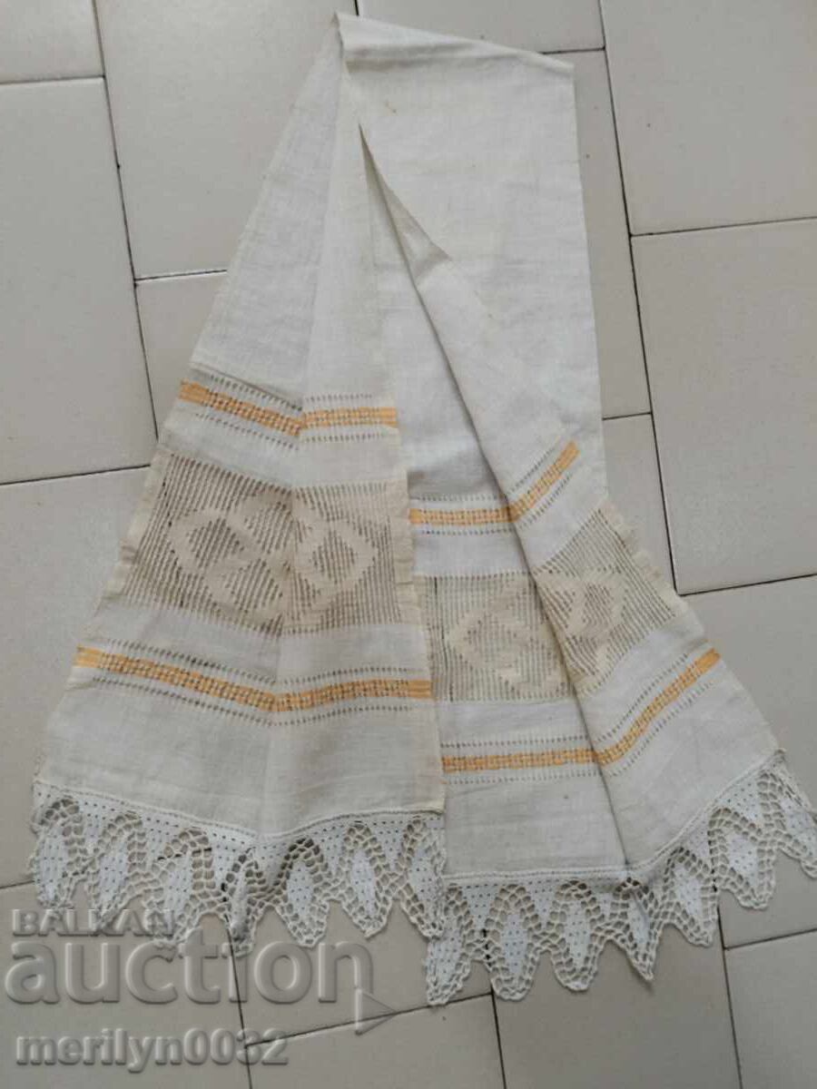 Παλιό ύφασμα κρόσσια με δαντέλα, πλέξιμο, κρόσσια με κέντημα - 7