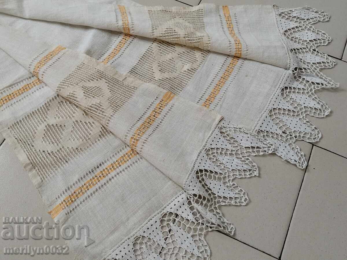 Παλιό ύφασμα κρόσσια με δαντέλα, πλέξιμο, κρόσσια με κέντημα