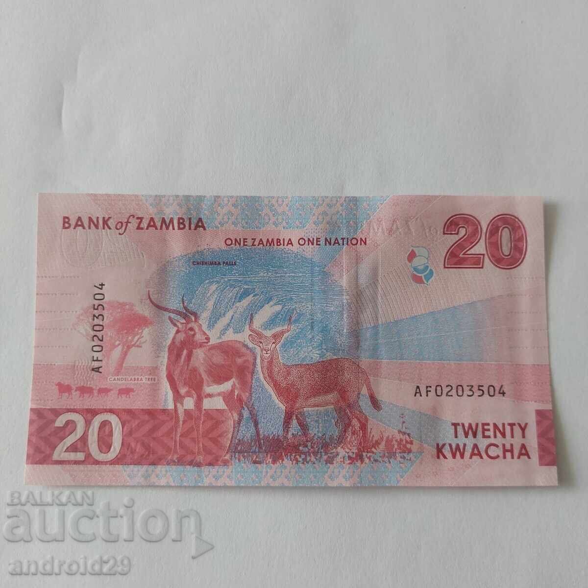 20 Kwacha Zambia 2025 UNC / Bancnotă cu preț € 4.09 | 8.00 BGN