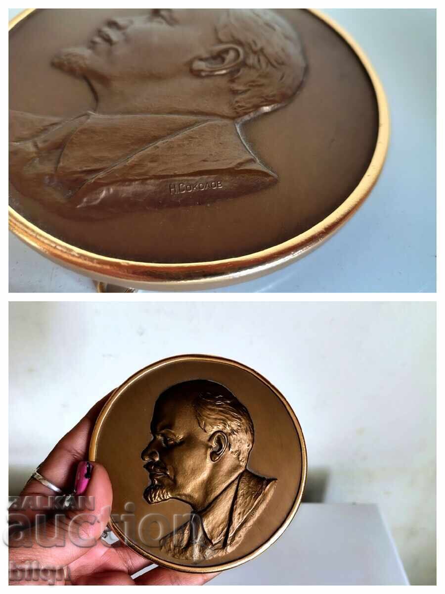 PLACHETĂ DE BRONZ DE MASĂ LENIN - 7