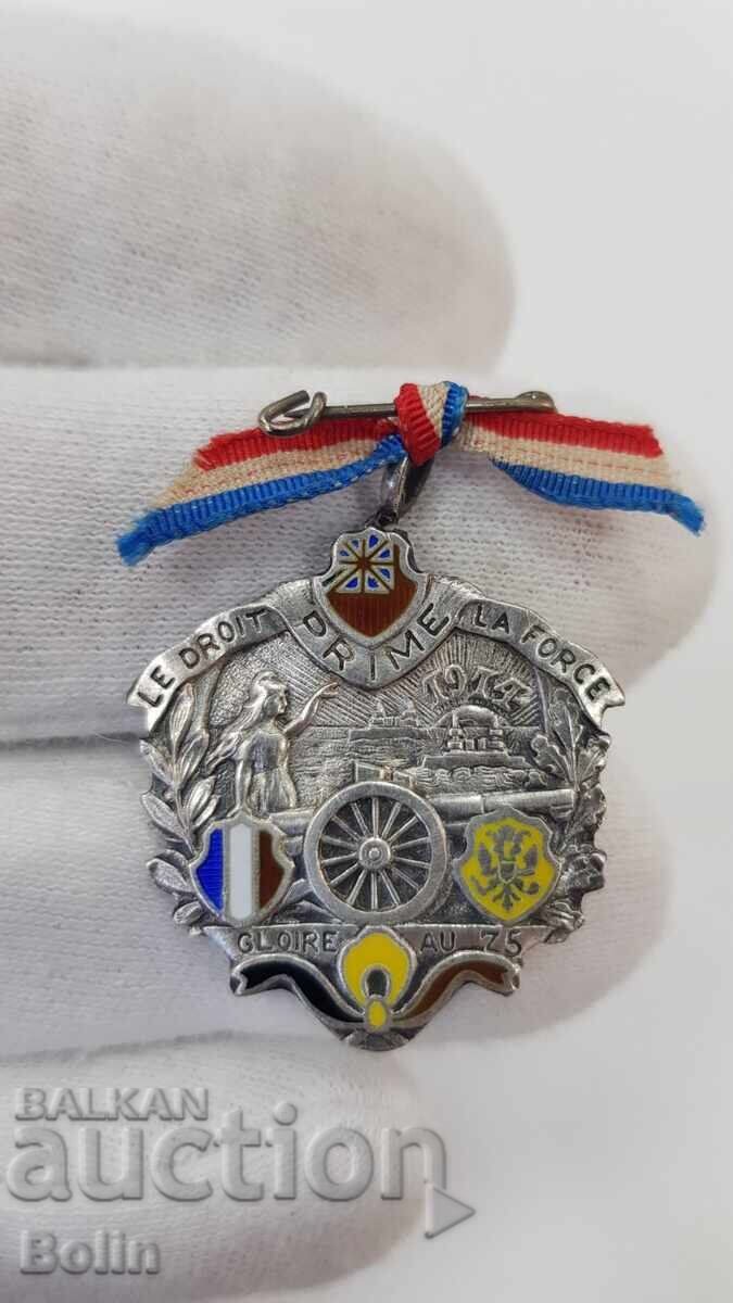 Rare Silver Patriotic French Badge - 1914