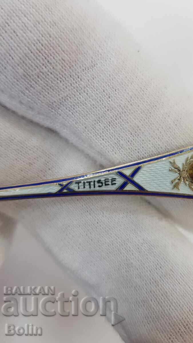 Auction  Collectible silver, gold-plated spoon, teaspoon with enamel Europe