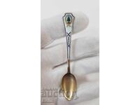 Collectible silver, gold-plated spoon, teaspoon with enamel Europe