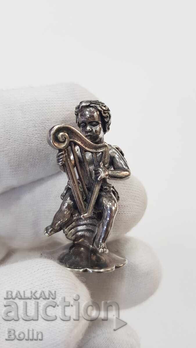 Plăcuță din argint, figurină Înger cu liră, titlu 925 - Europa cu preț € 140.00 | 273.82 BGN